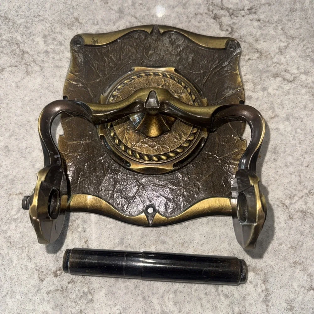 Vintage Brass Towel Bars Toilet Paper Holder Set of 3 Wall Mounted No Screws